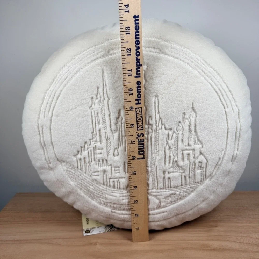 Wicked Katie Kime Pillow White Emerald City Impressed Round Faux Fur Soft Decor